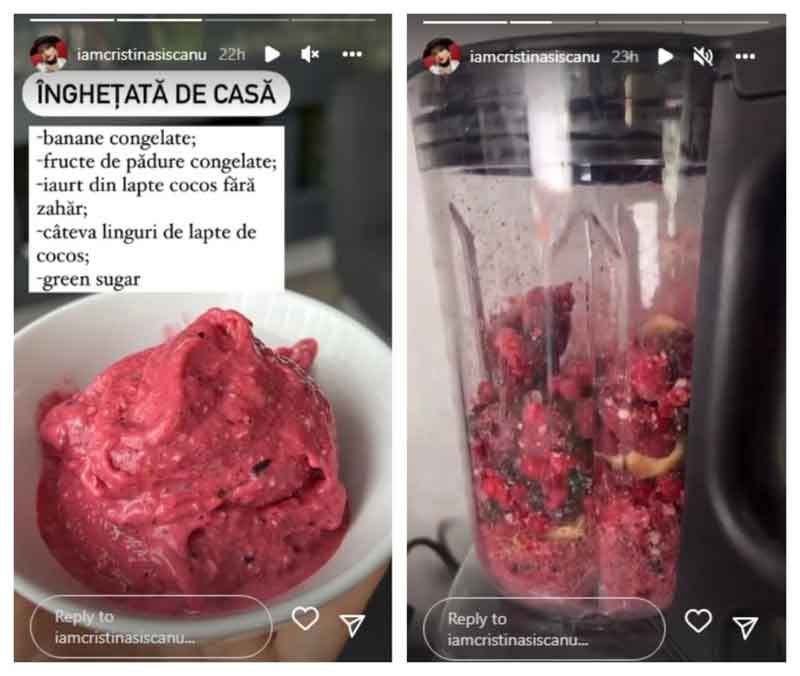 Îngheţată de casă cu banane şi fructe de pădure