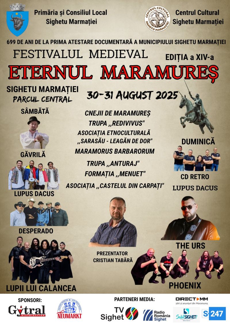 Festivalul Medieval ”Eternul Maramureș” revine la Sighetu Marmației cu ediția a XIV-a
