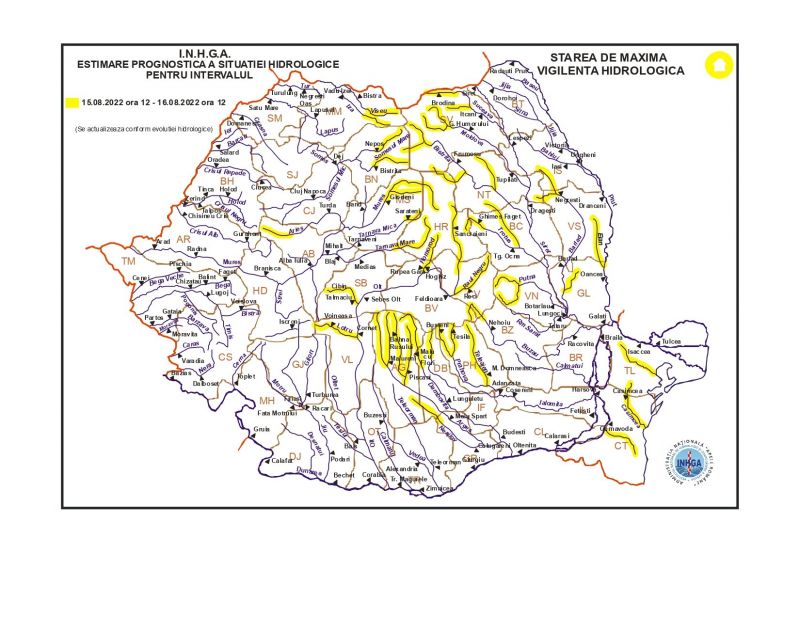 Atenționare hidrologică - COD GALBEN de inundaţii pe râurile Vișeu și Iza, până mâine la ora 12:00