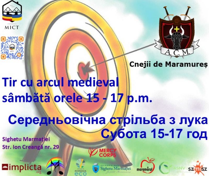 Demonstrații cu arcul - Cavalerii Cnejii de Maramureș vă așteaptă la Centrul Mict, din Sighetu Marmației