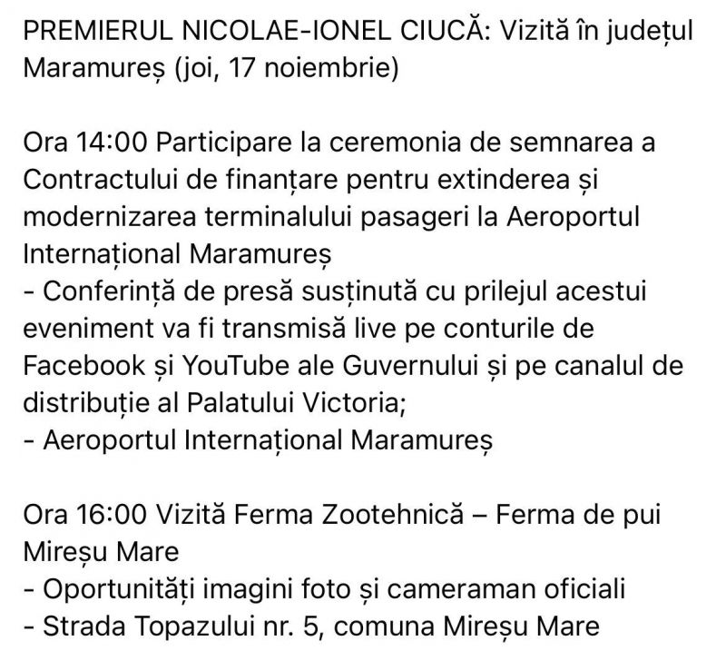 Contractul pentru terminalul Aeroportului Internațional Maramureș NU a fost semnat în prezența premierului Nicolae Ciucă!