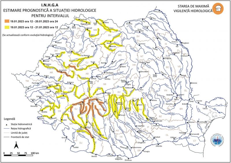 Atenționare COD GALBEN de INUNDAȚII pe râurile Vișeu, Iza și Lăpuș, iar pe râul Tisa în zona Valea Vișeului