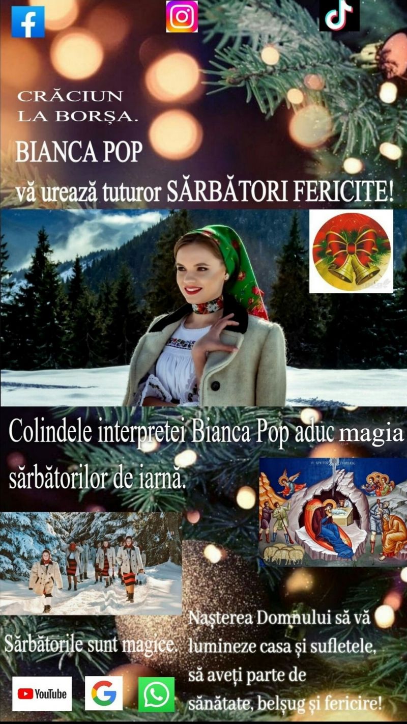Interpreta de muzică populară maramureșeancă Bianca Pop vă urează tuturor Sărbători Fericite! 