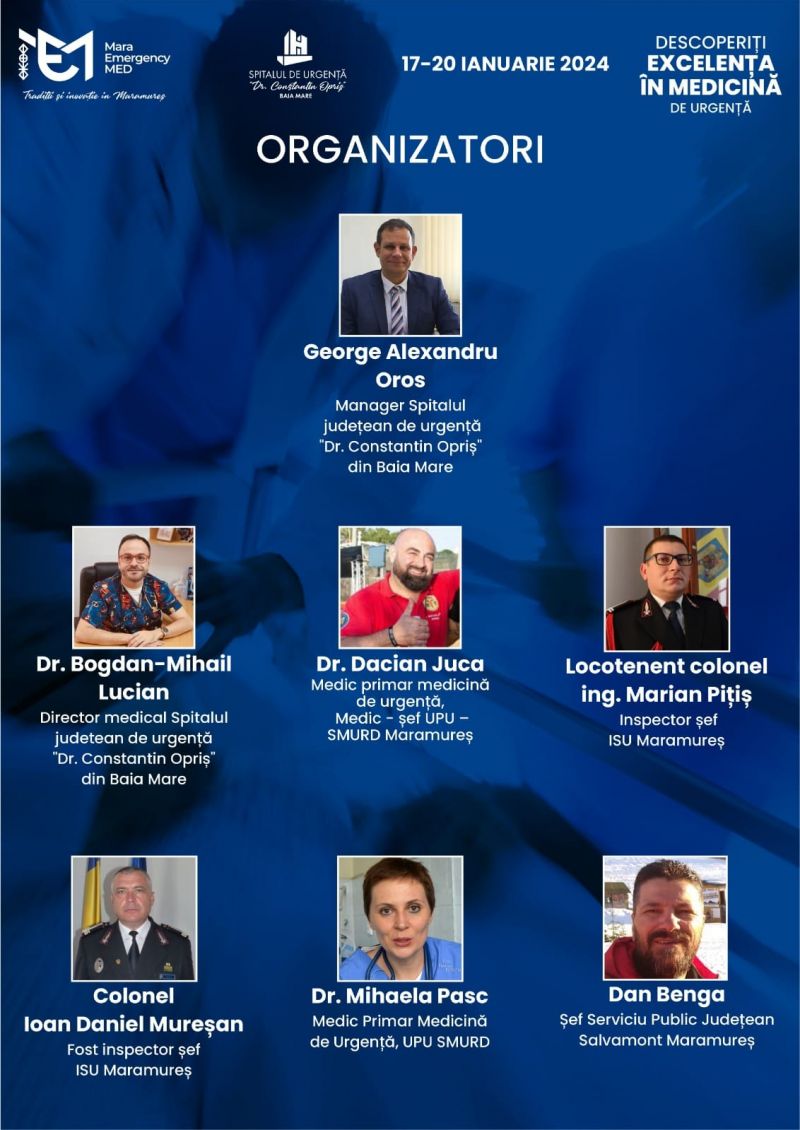 Spitalul Județean de Urgență ”Dr. Constantin Opriș” din Baia Mare organizează conferința pluridisciplinară de medicină de urgență ”MaraEmergencyMed”