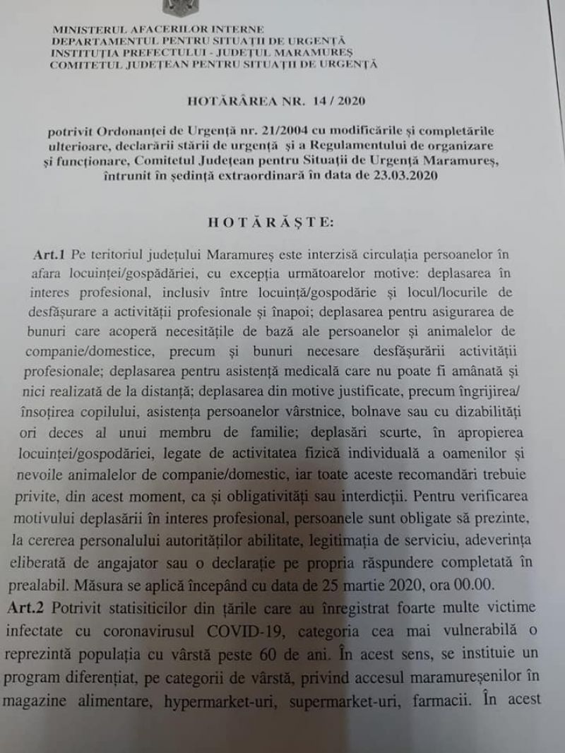 FOTO: Comitetul Județean pentru Situații de Urgență decide măsuri mai drastice pe teritoriul Maramureșului
