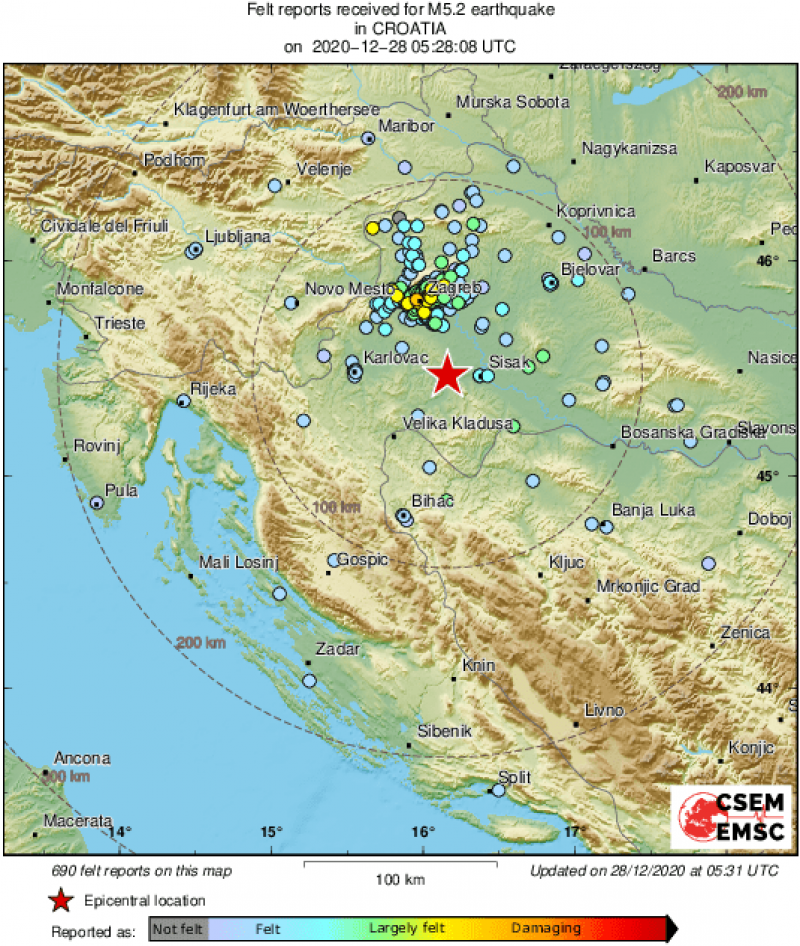 Un seism cu magnitudinea 5,2 s-a produs în centrul Croaţiei