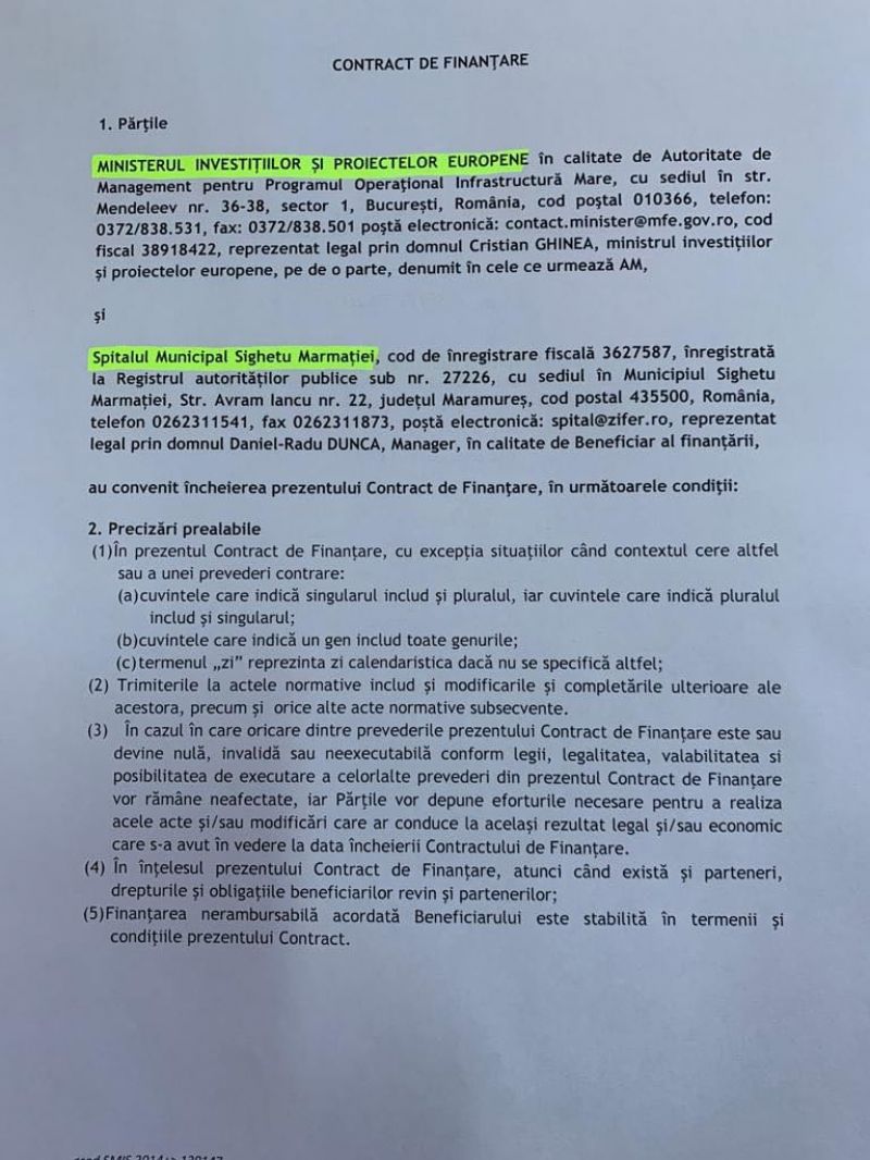 Spitalul Municipal Sighetu Marmației a semnat un nou contract de finanțare nerambursabilă de la Uniunea Europeană